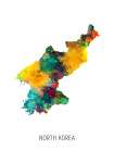 North Korea Watercolor Map Art Print