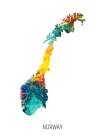 Norway Watercolor Map Art Print