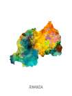 Rwanda Watercolor Map Art Print