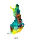 Suomi Watercolor Map Art Print
