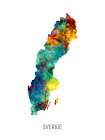 Sverige Watercolor Map Art Print
