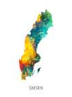 Sweden Watercolor Map Art Print