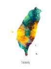 Taiwan Watercolor Map Art Print