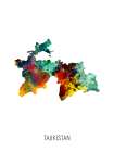 Tajikistan Watercolor Map Art Print