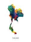 Thailand Watercolor Map Art Print