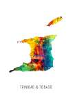 Trinidad a Tobago Watercolor Map Art Print