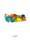 Turkey Watercolor Map Art Print