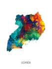 Uganda Watercolor Map Art Print