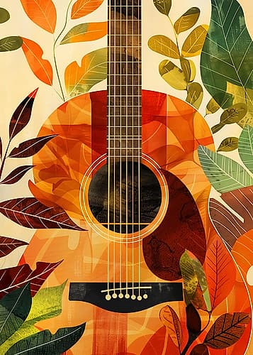 Music Guitar Collage (3) Nature Print