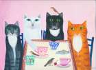 Teatime Cats Art Print