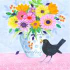 Blackbird and Bouquet Art Print