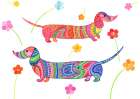 20240507132407121 0001 Sausage Dogs and Flowers Re Worked Art Print