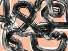 Zen line art in black pink Abstract Art Print