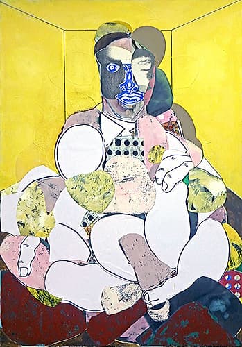 man yellow interior Art Print