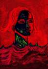 The Swimmer Red Art Print