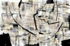 Black and White Textured Shapes 1 Abstract Art Print