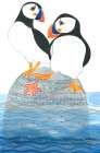 Puffins On Rock Cropped Art Print