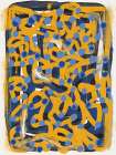 Line art abstract blue polka dot Art Print