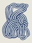 Line art organic shape in blue 02 Minimalist Print