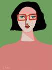 Lady with Red Glasses Art Print