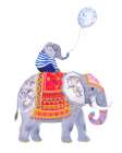 Balloon Day Elelphants Re Worked Art Print