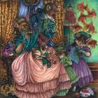 Animal Family in Drawing room Art Print