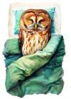 Animal Watercolor Art Bird Sleeping Owl Art Print