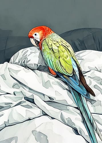 Animal Watercolor Art Bird Sleeping Parrot Art Print