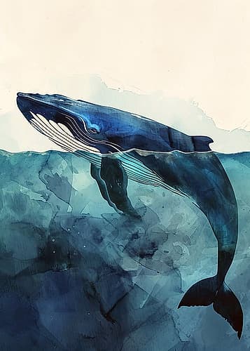 Animal Watercolor Art Sea Life Whale Art Print