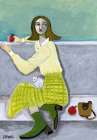 Lady and the Rabbit with apple Art Print