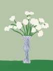 Green background porcelain white flowers Art Print