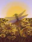 Dragonfly At Sunrise Large Art Print by EC Mazur