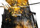 Black and Gold Music Art Double Bass Player 1 Abstract Art Print