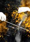 Black and Gold Music Art Double Bass Player 2 Art Print