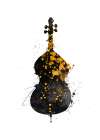 Black and Gold Music Art Double Bass Art Print