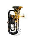 Black and Gold Music Art Euphonium Art Print