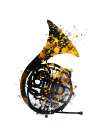 Black and Gold Music Art French Horn Art Print