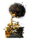 Black and Gold Music Art Gramophone Art Print