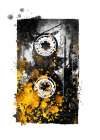 Black and Gold Music Art Music Tape Abstract Art Print