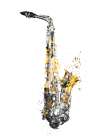 Black and Gold Music Art Saxophone Instrument Art Print