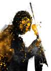 Black and Gold Music Art Violin Abstract Art Print