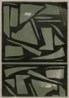 Green and Black Shapes / Paper Cut Art Print