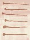 Rustic abstract ink brush strokes in terracotta on pink and white Abstract Art Print