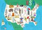 Illustrated Map of the USA by Artist Carla Daly Art Print