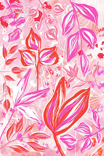 Vibrant Pink Botanicals Art Print by Martina
