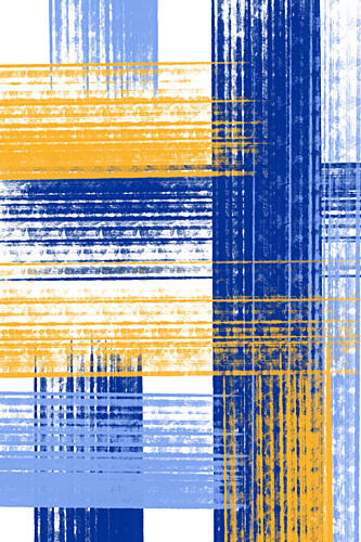 Textured Blue Gold Plaid Art Print by Martina