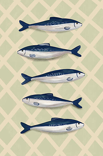Swimming Sardines Pattern Art Print by EMELIEmaria