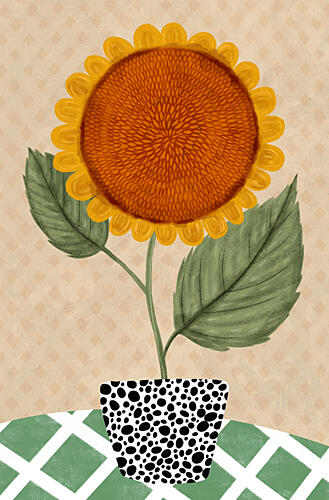 Dalmatian Pot Sunflower Art Print by EMELIEmaria
