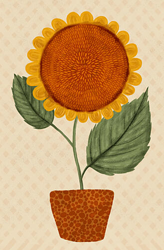 Sunny Potted Sunflower Art Print by EMELIEmaria
