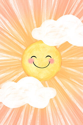 Smiling Sun and Clouds Art Print by EMELIEmaria